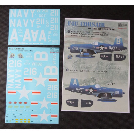 Decals for 1/32 Vought F4U Corsair