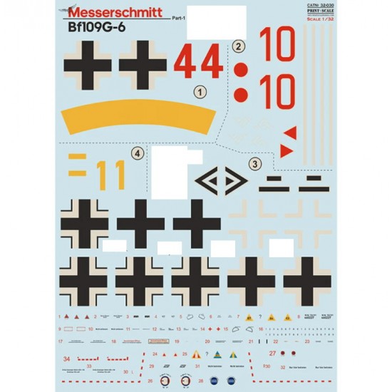 Decals for 1/32 Messerschmitt Bf-109 G-6 Part 1
