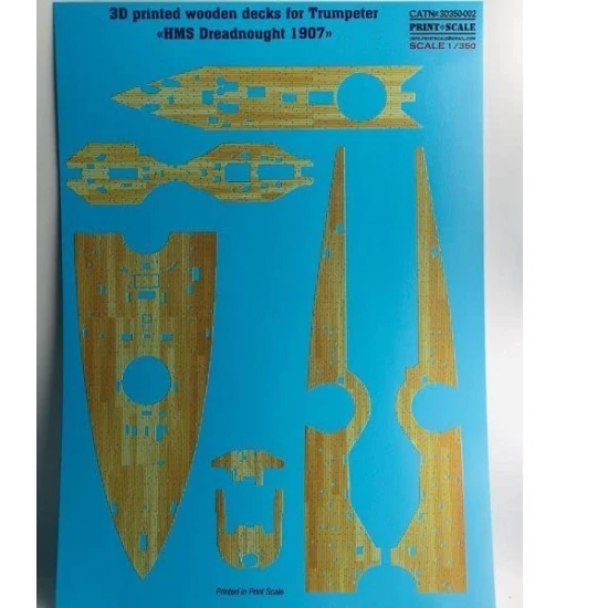 1/350 HMS Dreadnought 3D Printed Wooden Deck for  Trumpeter kits