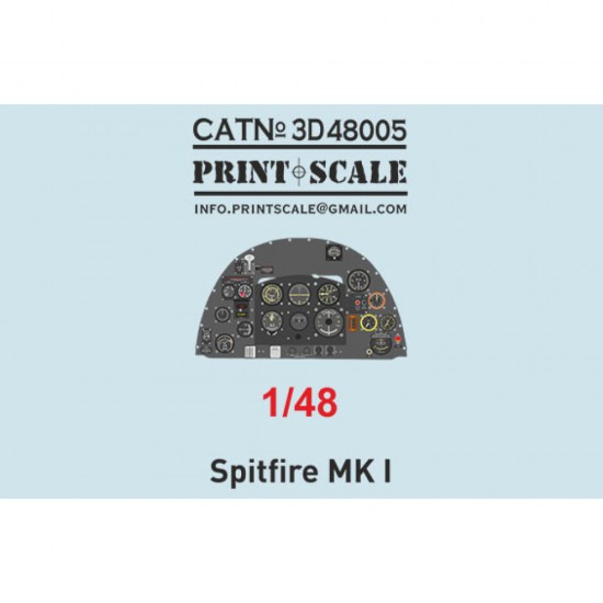 1/48 Spitfire MkI Instrumental Panel 3D Decal