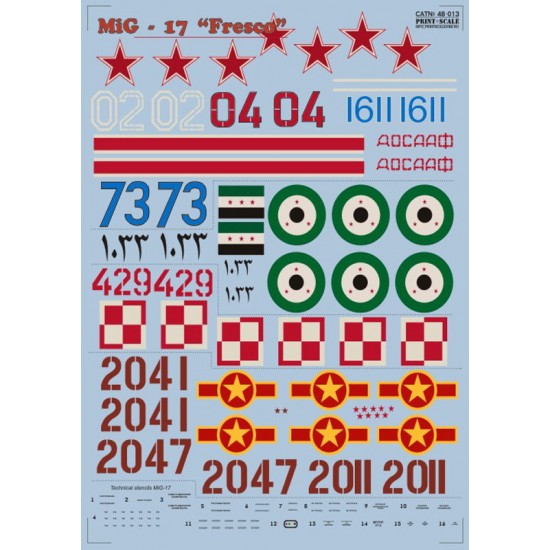 1/48 Mikoyan-Gurevich Mig-17 Fresco" Decals (Part 1) 