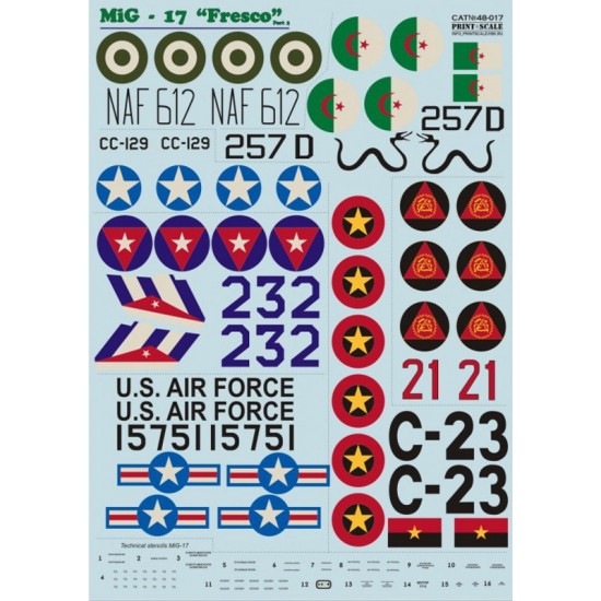 1/48 Mikoyan-Gurevich Mig-17 Fresco" Decals (Part 2) 
