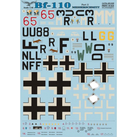 1/48 Messerschmitt Me 110 (Part 2) Decals