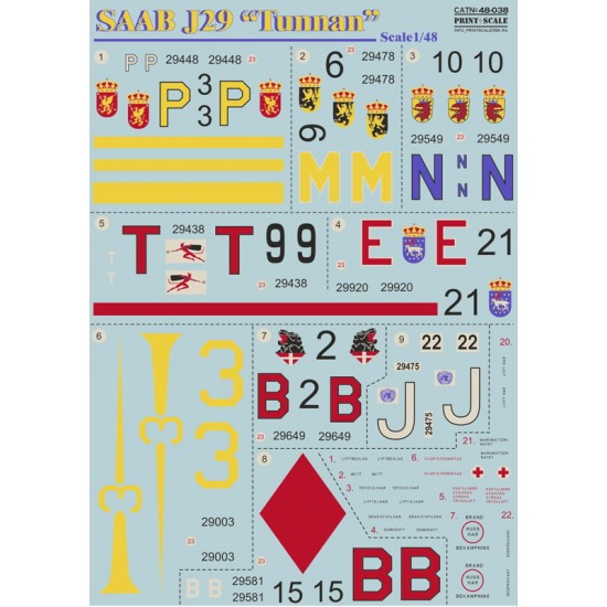 1/48 Saab J29 Tunnan Decals