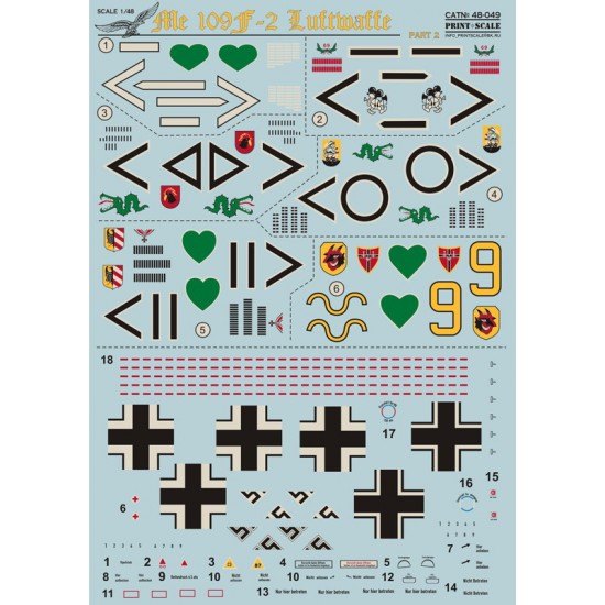 1/48 Messerschmitt Bf 109F-2 (Part 2) Decals