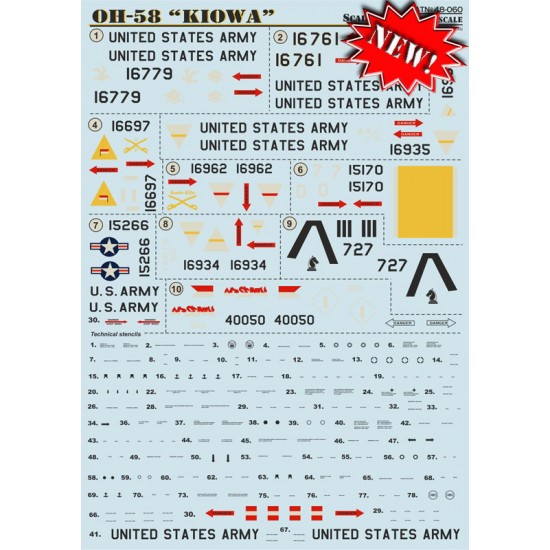 1/48 Bell OH-58 Kiowa Helicopter (Part 1) Decals