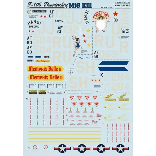 1/48 F-105 Thunderchief MiG Kill Decals