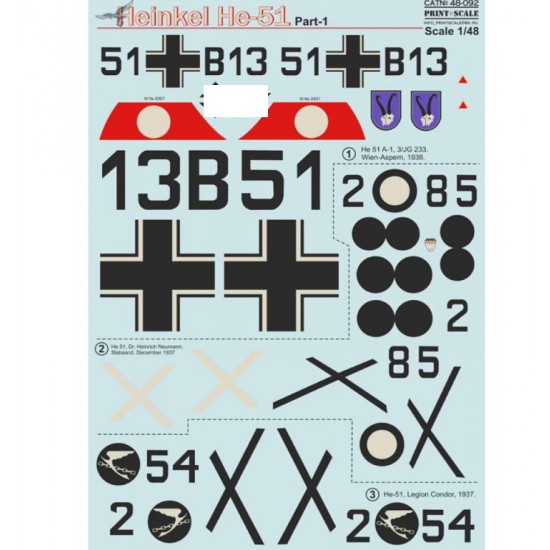 1/48 Wet Decals - Heinkel He 51 Part 1