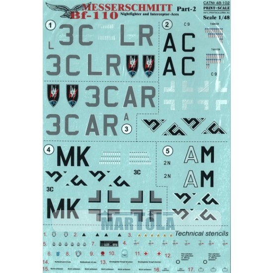 1/48 Wet Decals - Messerschmitt Bf 110 Part 2 