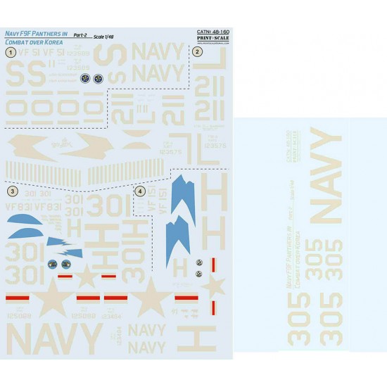 Decals for 1/48 Navy F9F-2 -3 Panthers in Combat over Korea Part.2