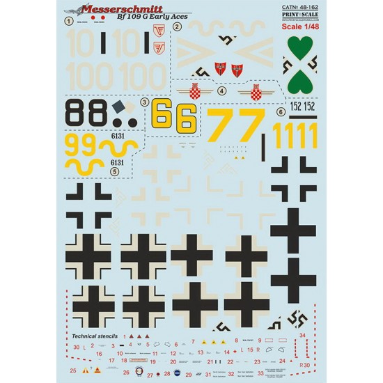 Decals for 1/48 Messerschmitt BF 109 G High Altitude Aces