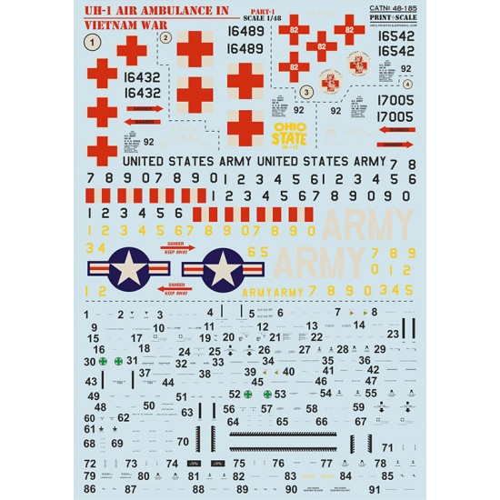 Decals for 1/48 Bell UH-1 Iroquois Air Ambulance in Vietnam War Part 1