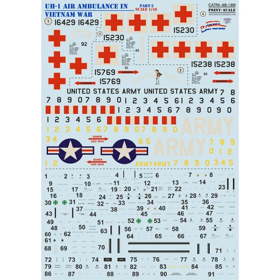 Decals for 1/48 UH-1 Air Ambulance in Vietnam War Part 2