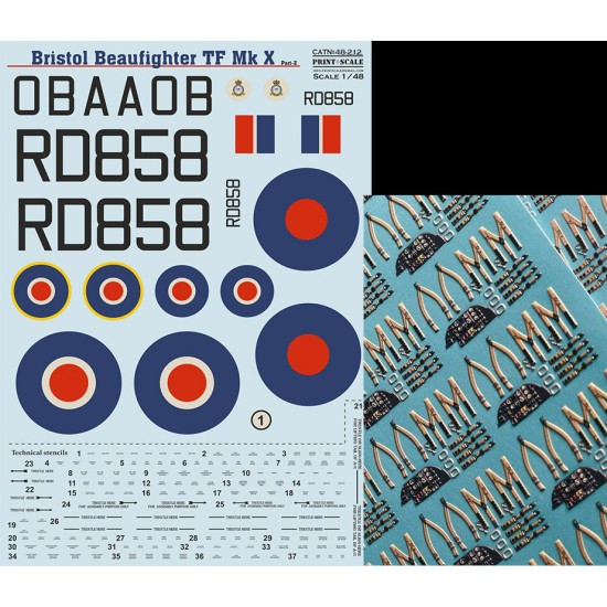 Decals for 1/48 Beaufighter Mk.X Part 2 (with 3D decal Instrument panel)