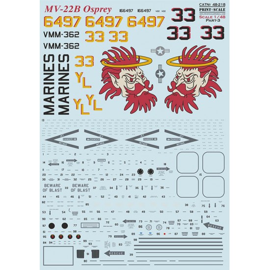 Decals for 1/48 MV-22B Osprey Part 3 The complete set 1.5 leaf 