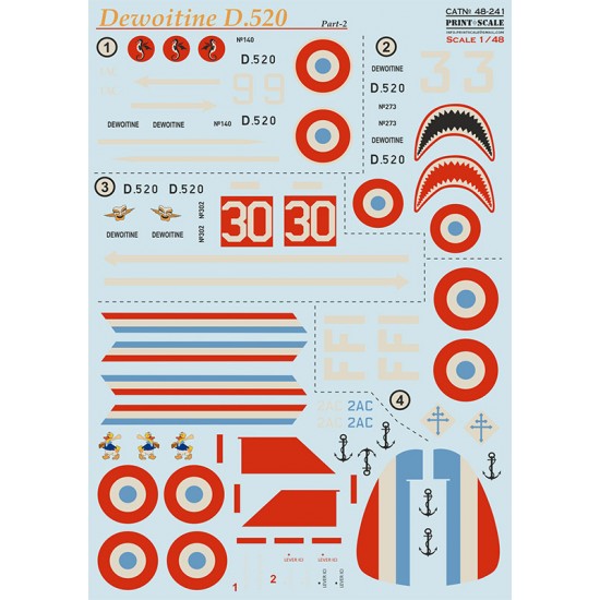 Decal for 1/48 D-520 Dewoitine Part 2