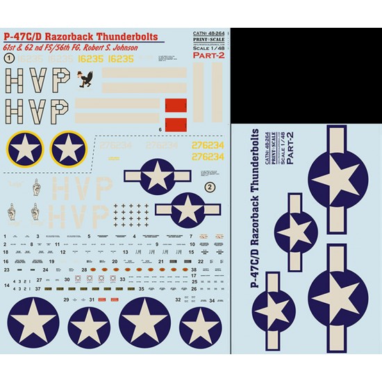 Decal for 1/48 P-47 C/D Razorback Robert S. Jonson Part 2