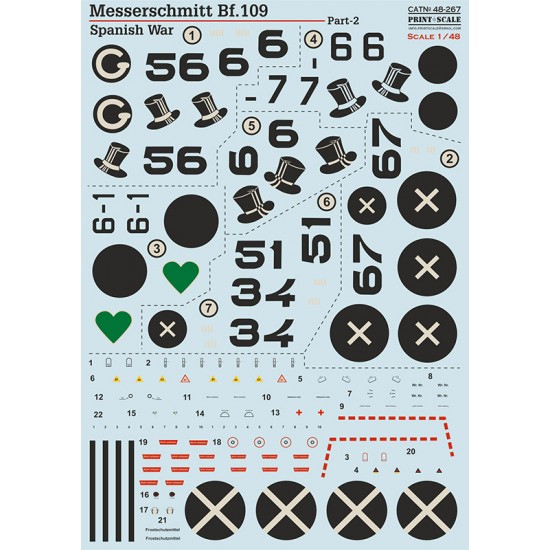 Decal for 1/48 Messerschmitt Bf-109 B/D Spanish War Part 2