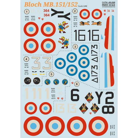 Decal for 1/48 Bloch MB.151/152