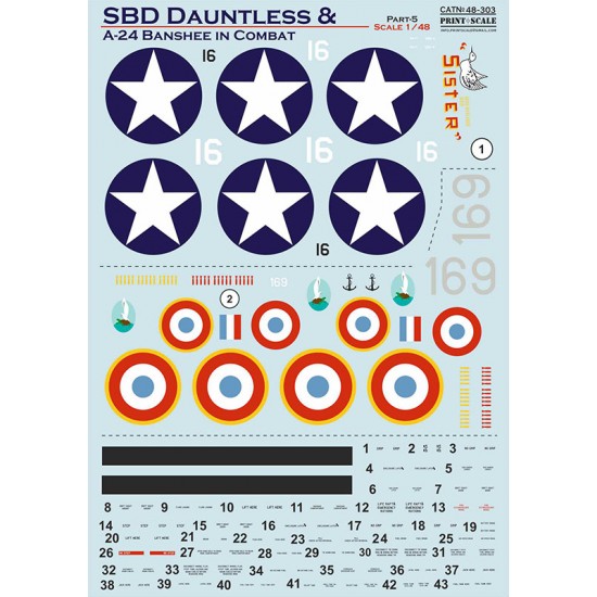 1/48 SBD Dauntless and A-24 Banshee in Combat. Decal Part 5