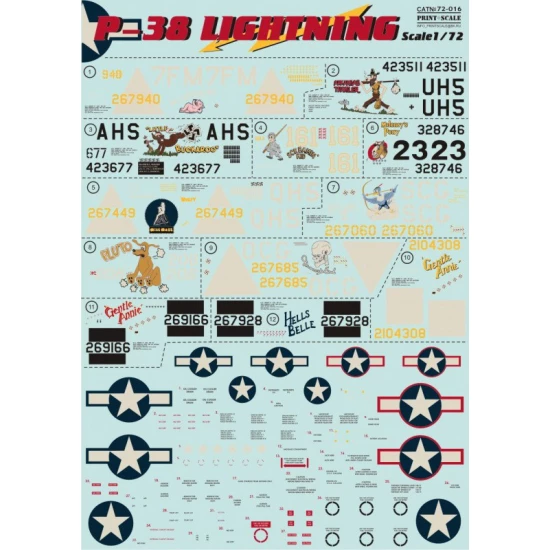1/72 Lockheed P-38 Lightning Decals