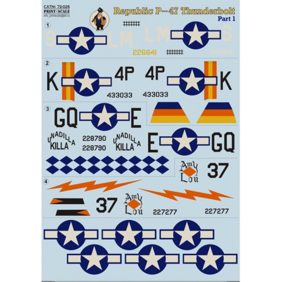 1/72 Republic P-47 Thunderbolt (Part 1) Decals