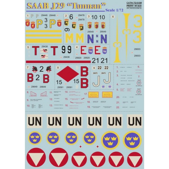 1/72 Saab J29 Tunnan Decals