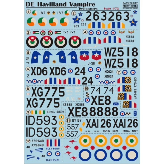 1/72 de Havilland Vampire Two-Seater Decals