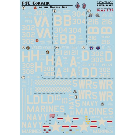 1/72 Vought F4U Corsair of The Korean War Decals