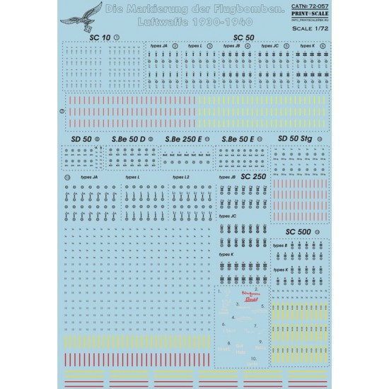 1/72 Die Markierung der Flugbomben.Luftwaffe 1930-1940 Decals
