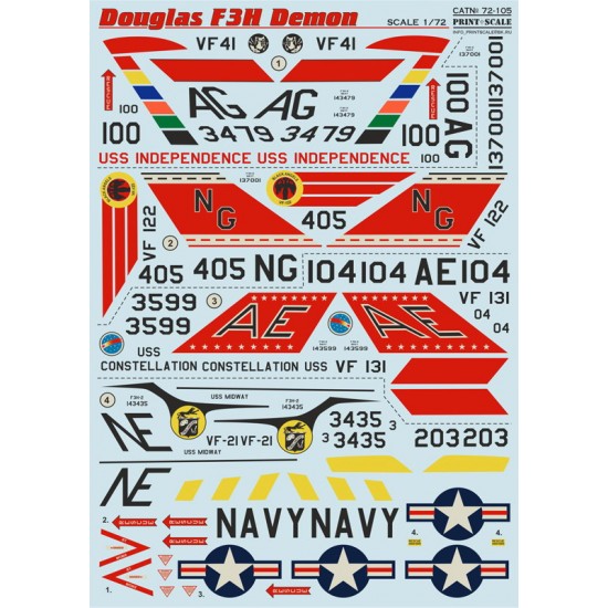 1/72 McDonnell Douglas F3H Demon Decals