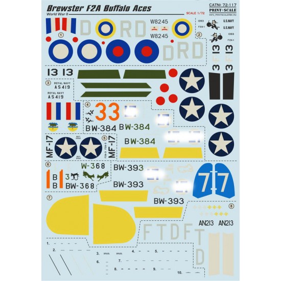 1/72 Brewster F2A Buffalo Decals