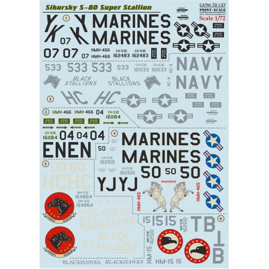 1/72 Wet Decals - Sikorsky S-80 Super Stallion The Complete Set 1.5 Leaf (2 sheets)