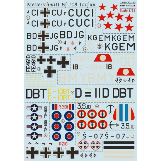 1/72 Wet Decals - Messerschmitt Bf.108 "Taifun" (1 sheet)
