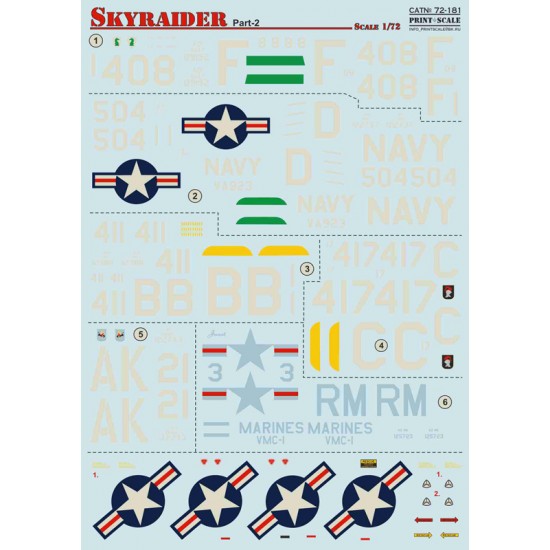 1/72 Wet Decals - Douglas A-1 Skyraider Part 2