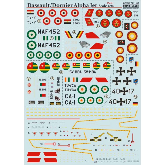 1/72 Wet Decals - Dassault/Dornier Alpha Jet Part 1