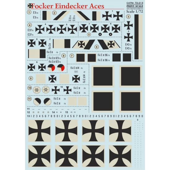 1/72 Wet Decals - Fokker Eindecker Aces