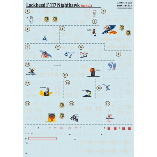 1/72 Wet Decals - Lockheed F-117 Nighthawk