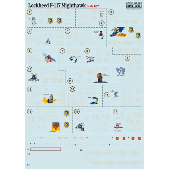 1/72 Wet Decals - Lockheed F-117 Nighthawk