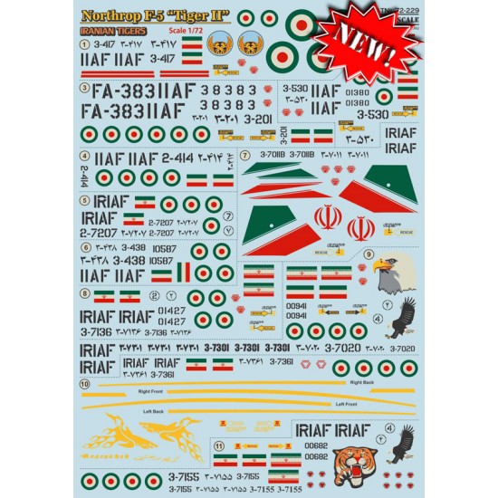 1/72 Wet Decals - Iranian Northrop F-5 Tiger II
