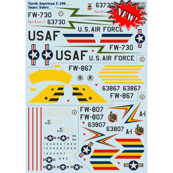 1/72 North American F-100 Super Sabre Decals