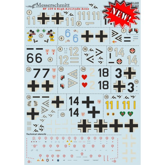 1/72 Messerschmitt Bf 109G High Altitude Aces Decals
