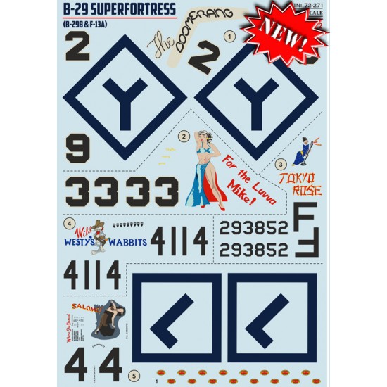 1/72 B-29 Superfortress (B-29B & F-13A) Decals 