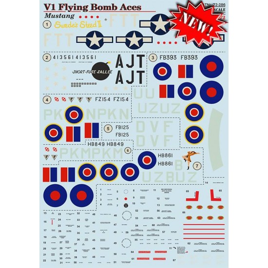 1/72 V1 Flying Bomb Aces Mustang Decals 
