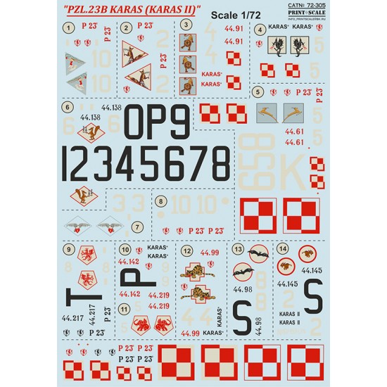1/72 PZL.23B Karas (Karas II) Decals