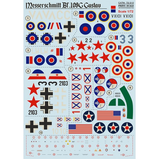 1/72 Messerschmitt Bf-109 G Gustav Decals
