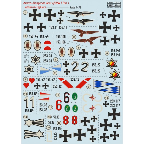 1/72 WWI Austro-Hungarian Aces Part.1 - Albatros-Fighters Decals