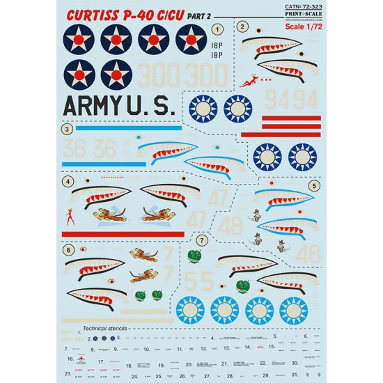 1/72 Curtiss P-40 C/CU Part.2 Decals