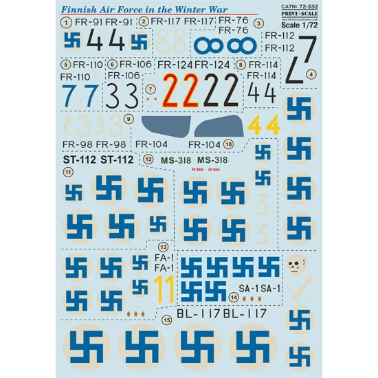 Decals for 1/72 Finnish Air Force in the Winter war