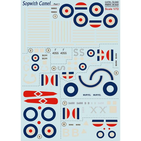 Decals for 1/72 Sopwith Camel Part.1